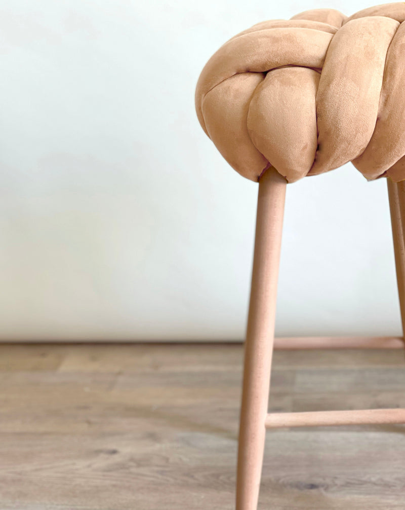 Camel Vegan Suede Knot Bar Stool