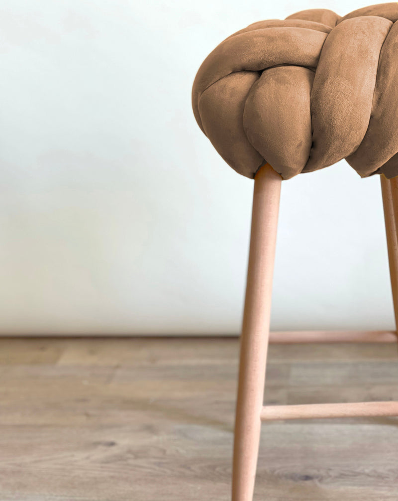 Chocolate Brown Vegan Suede Knot Bar Stool