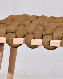 Chocolate Brown Vegan Suede Woven Stool