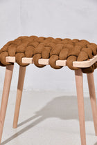 Chocolate Brown Vegan Suede Woven Stool