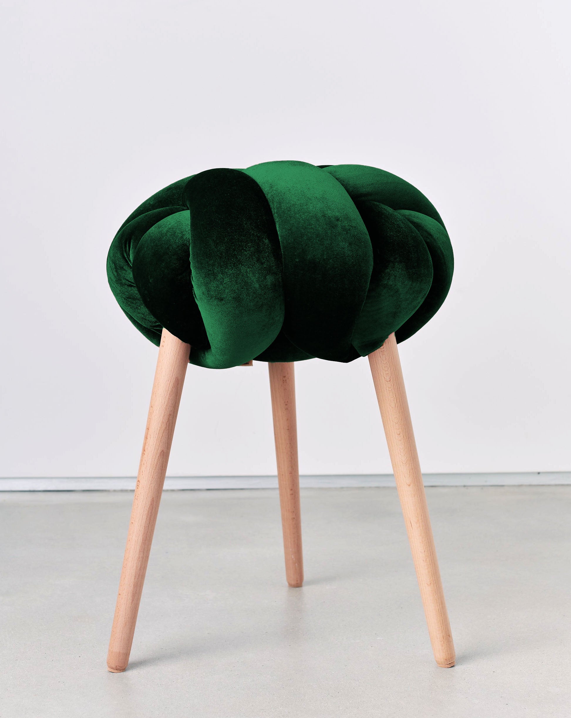 Emerald green Velvet Knot Stool