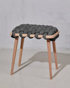 Graphite Vegan Suede Woven Stool