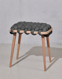 Graphite Vegan Suede Woven Stool