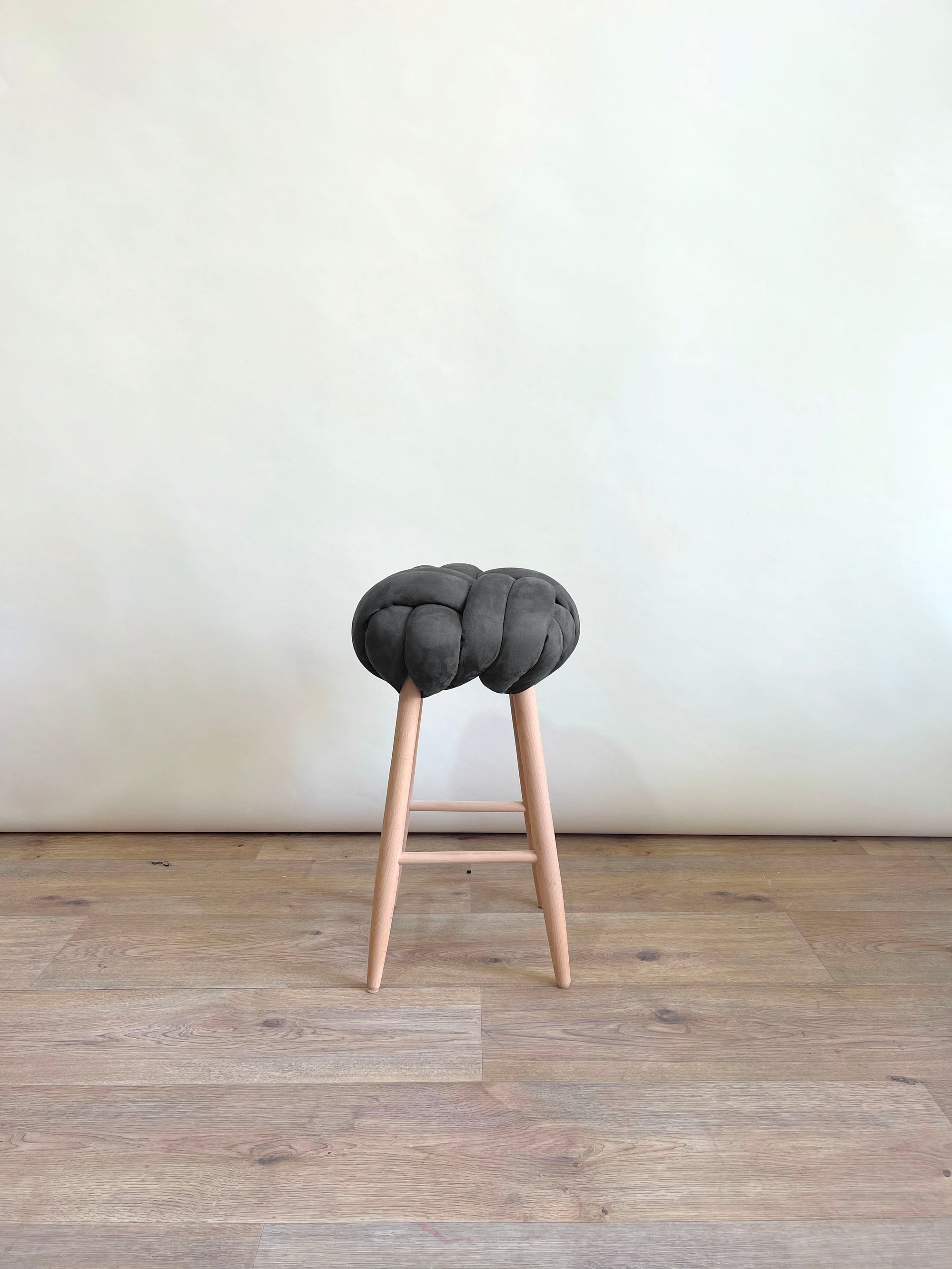 Graphite Vegan Suede Knot Bar Stool