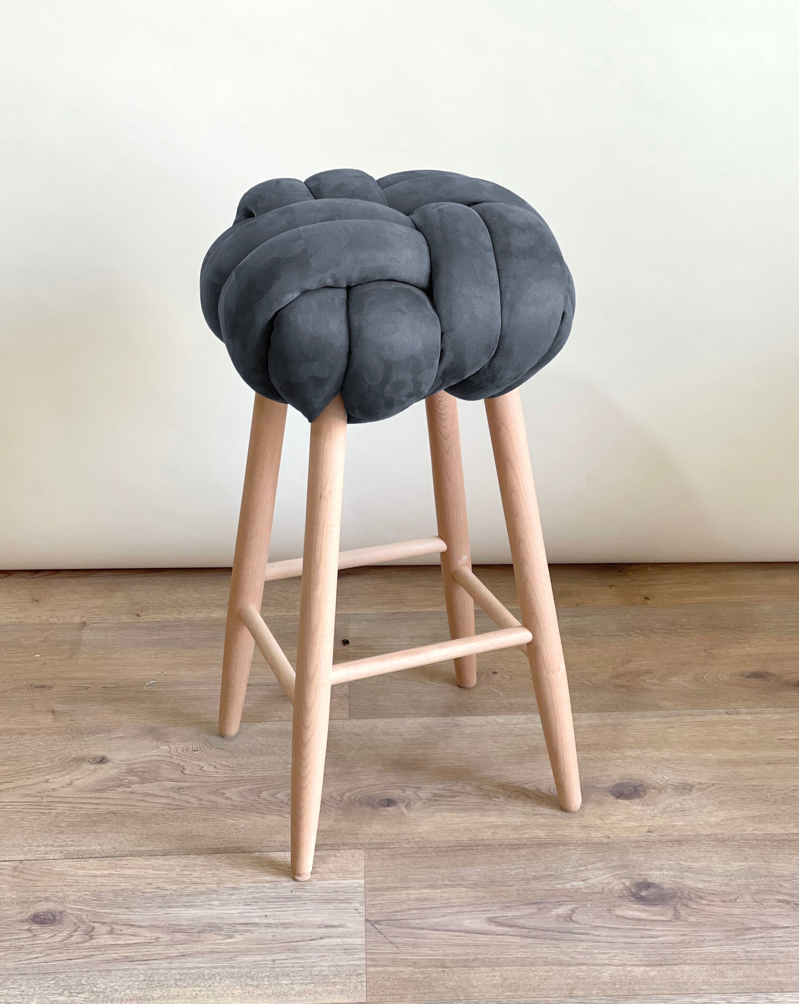 Graphite Vegan Suede Knot Bar Stool