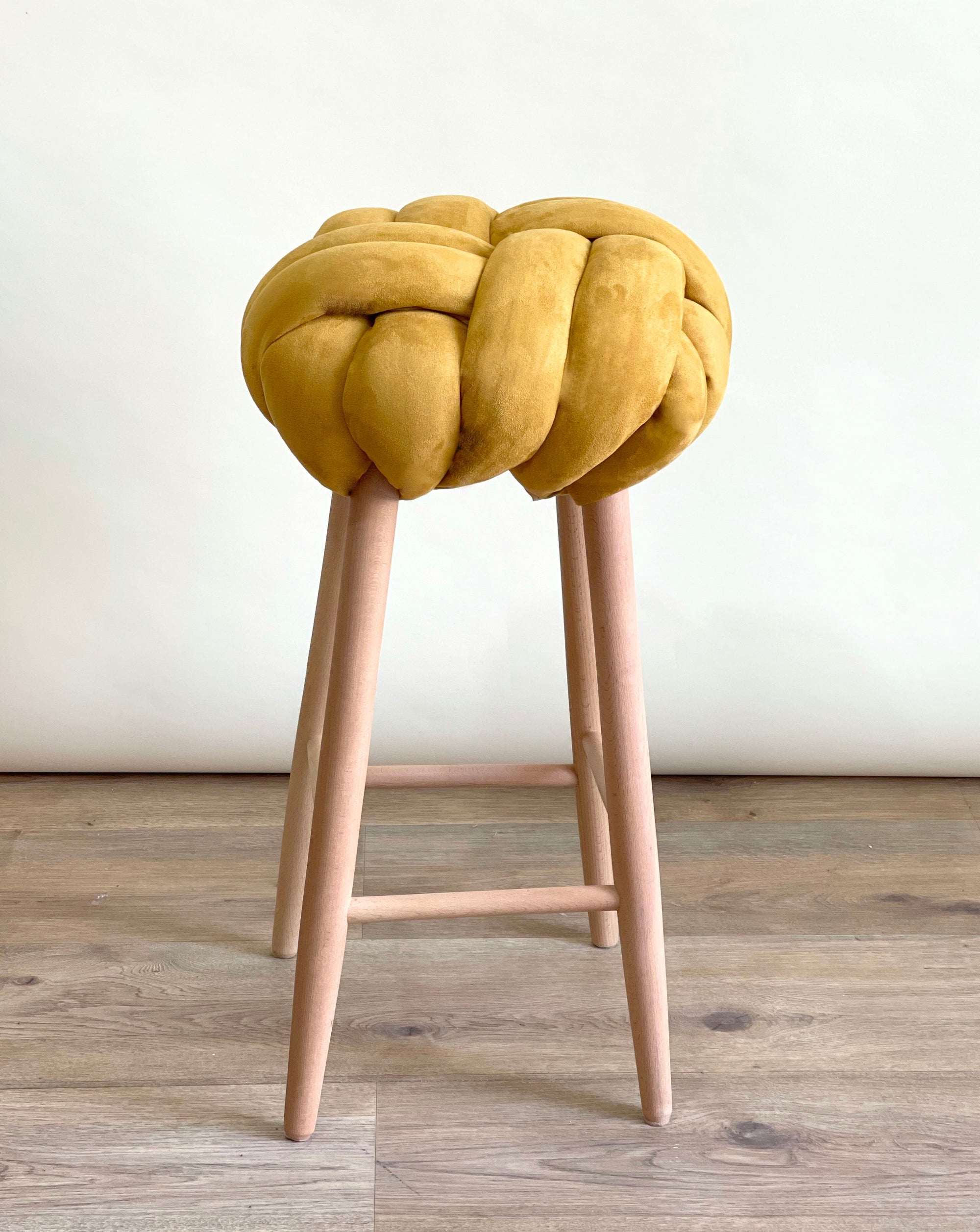 Desert Yellow Vegan Suede Knot Bar Stool