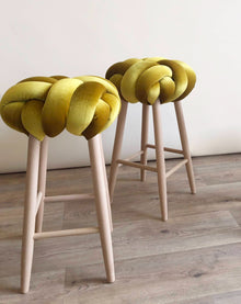 Illuminate Yellow Velvet Knot Bar Stool