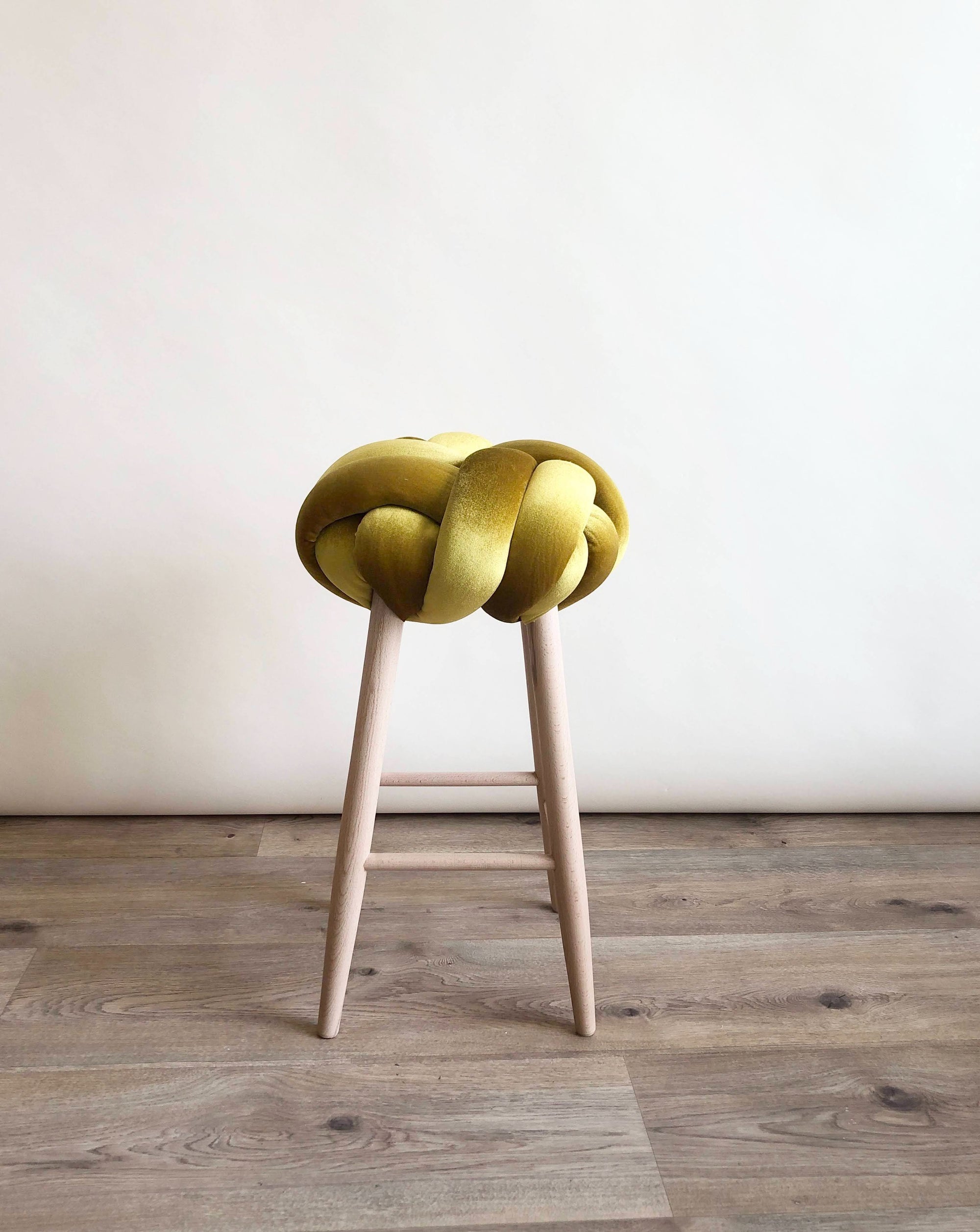 Illuminate Yellow Velvet Knot Bar Stool