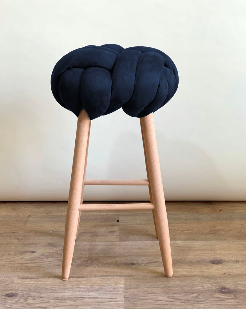 Indigo Blue Vegan Suede Knot Bar Stool