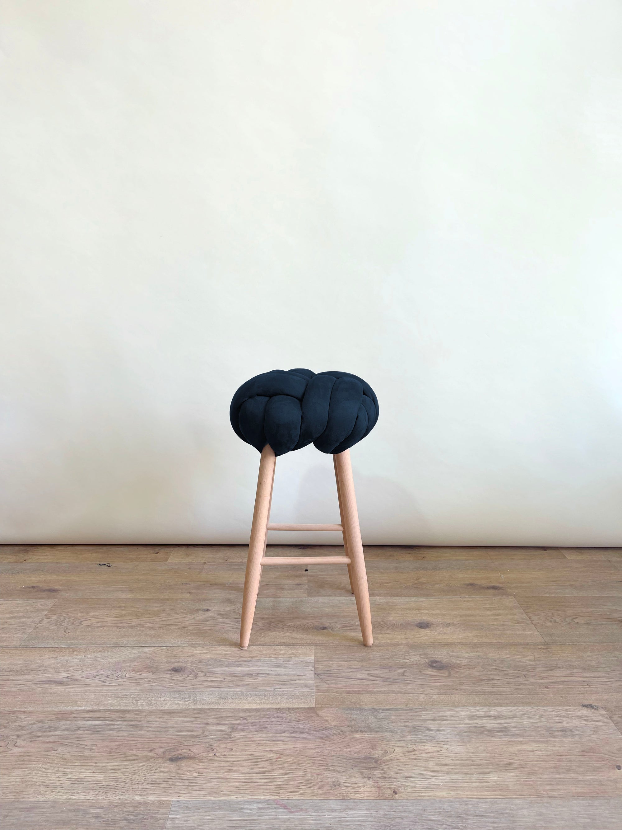 Indigo Blue Vegan Suede Knot Bar Stool