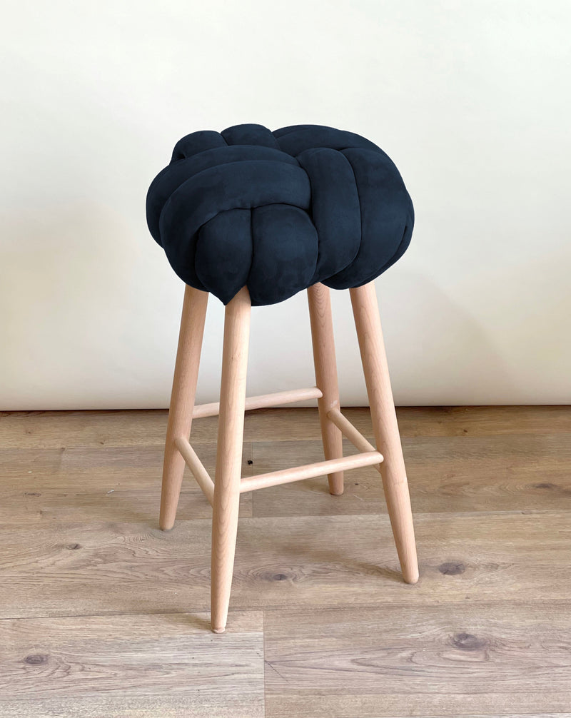 Indigo Blue Vegan Suede Knot Bar Stool