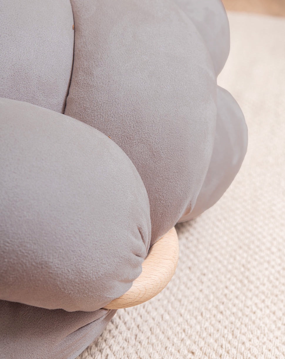 (L) Arora Grey Vegan Suede Knot Floor Cushion