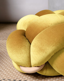 (M) Illuminate Yellow Velvet Knot Floor Cushion