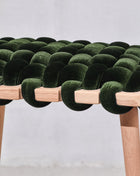 Olive Green Velvet Woven Stool