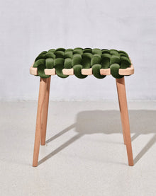 Olive Green Velvet Woven Stool