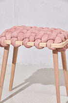 Rose Pink Vegan Suede Woven Stool