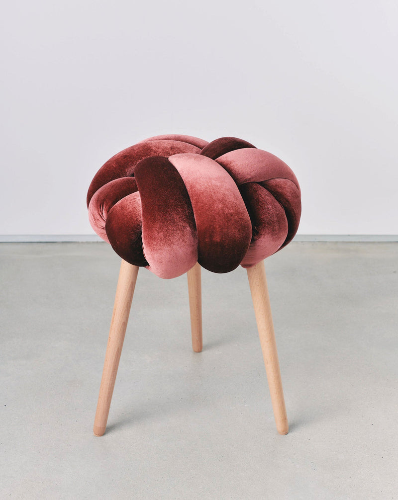 Glowing Rust Velvet Knot Stool- 25% OFF