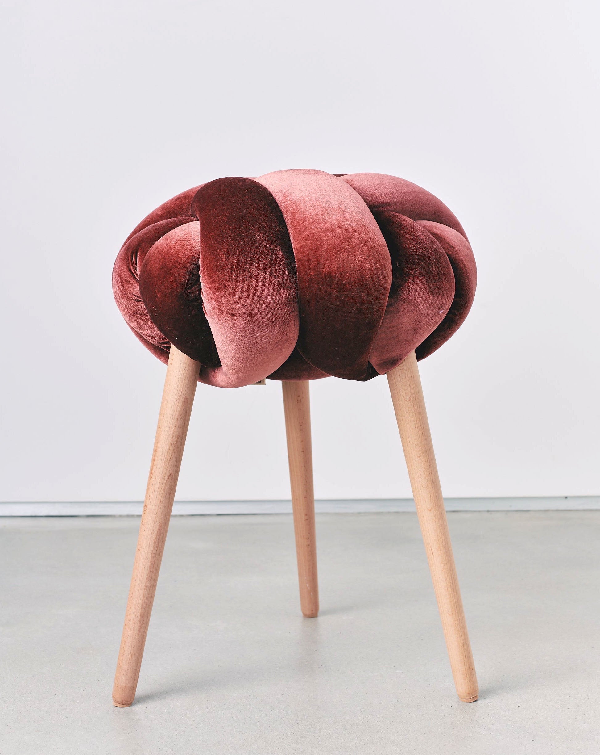 Glowing Rust Velvet Knot Stool- 25% OFF