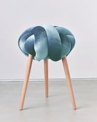 Sage Velvet Knot Stool