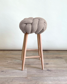 Arora Grey Vegan Suede Knot Bar Stool