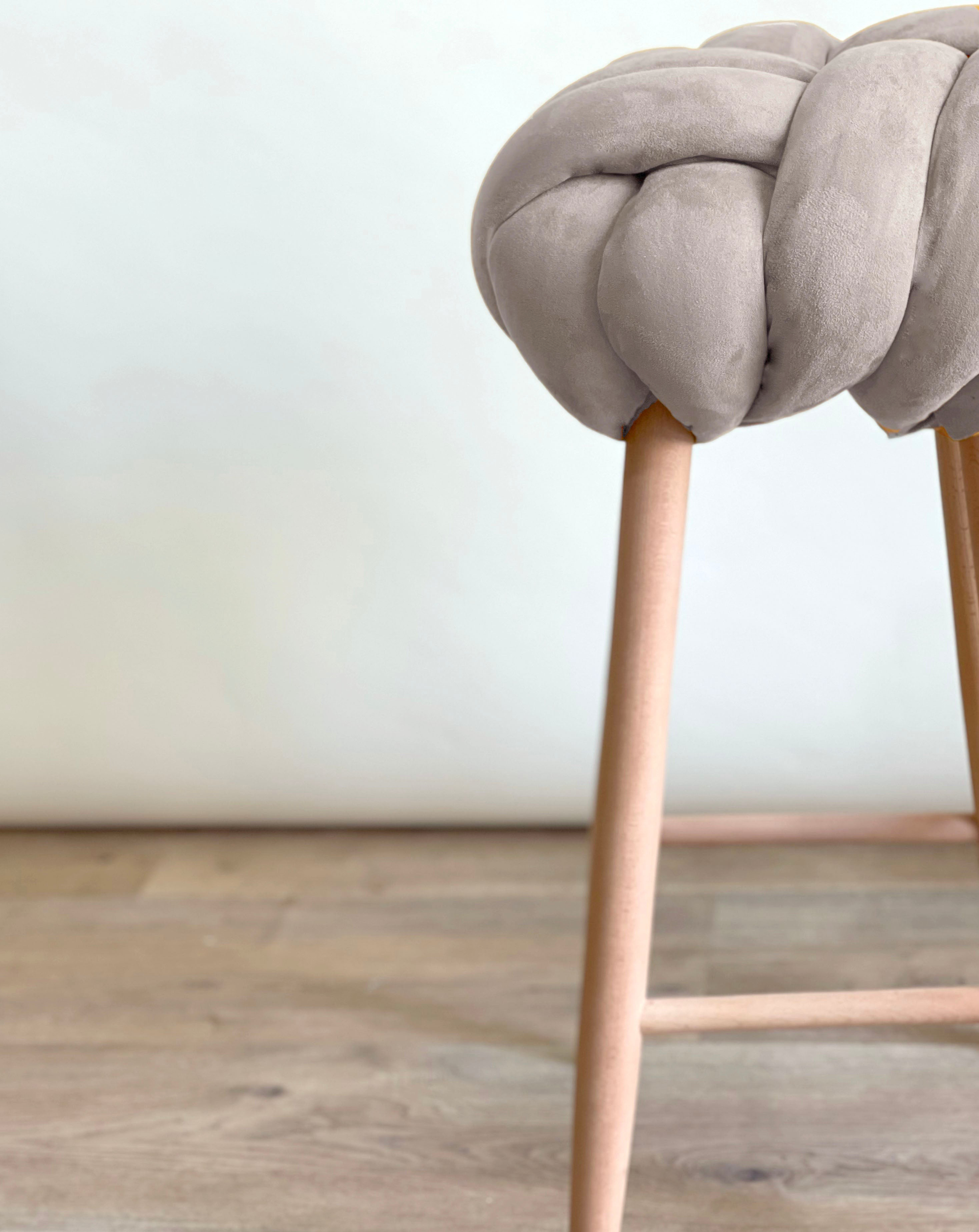 Arora Grey Vegan Suede Knot Bar Stool