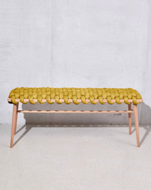 Desert Yellow Vegan Suede Woven Bench