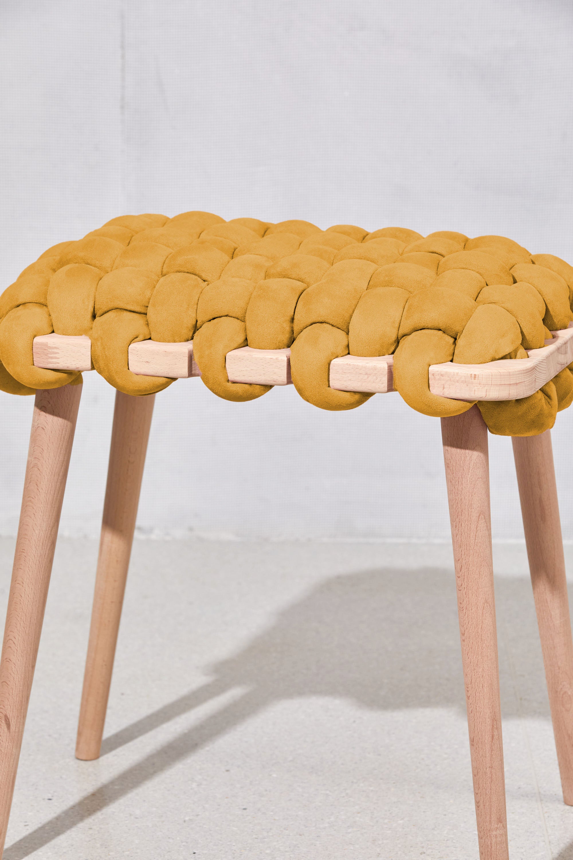 Desert Yellow Vegan Suede Woven Stool