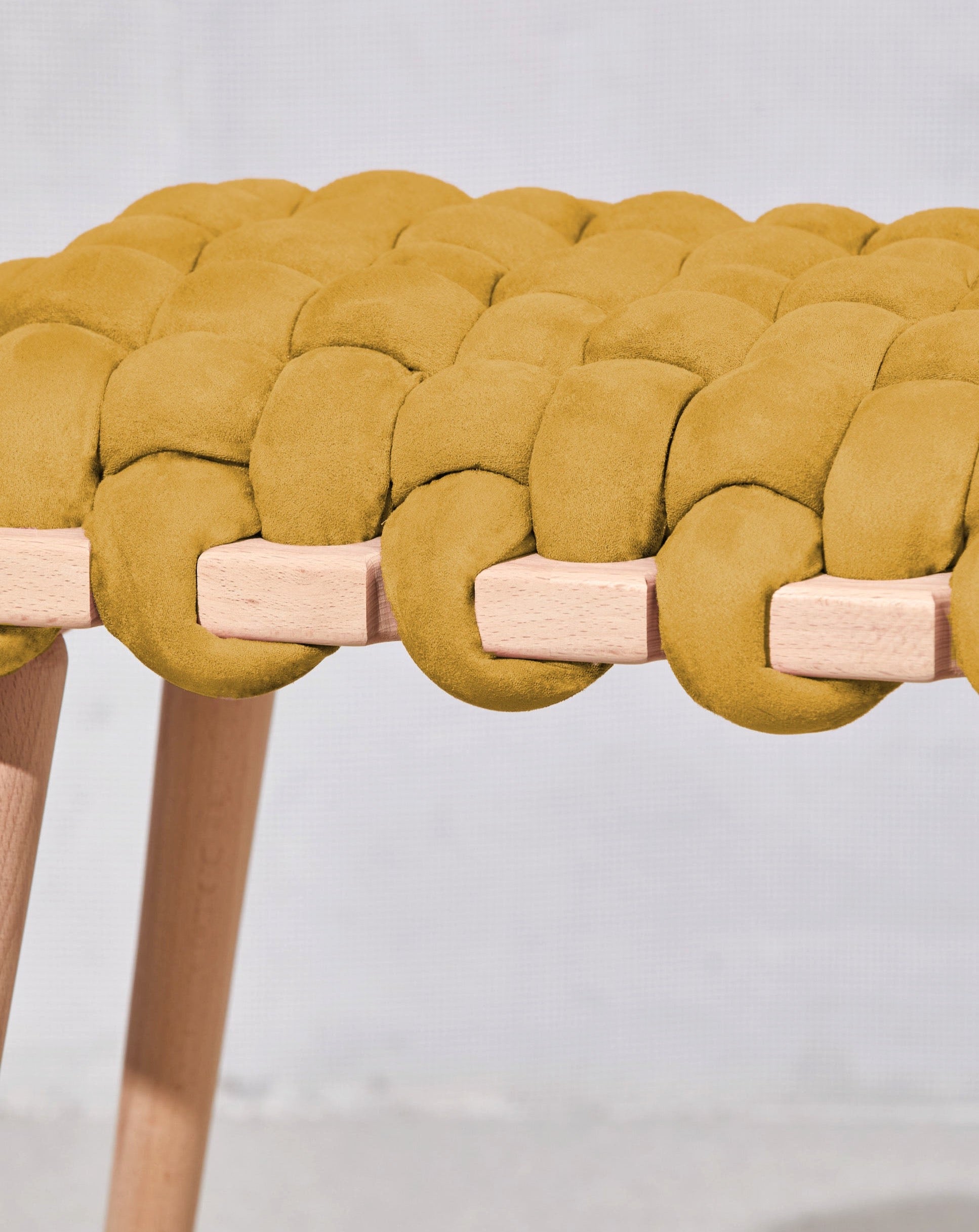 Desert Yellow Vegan Suede Woven Stool