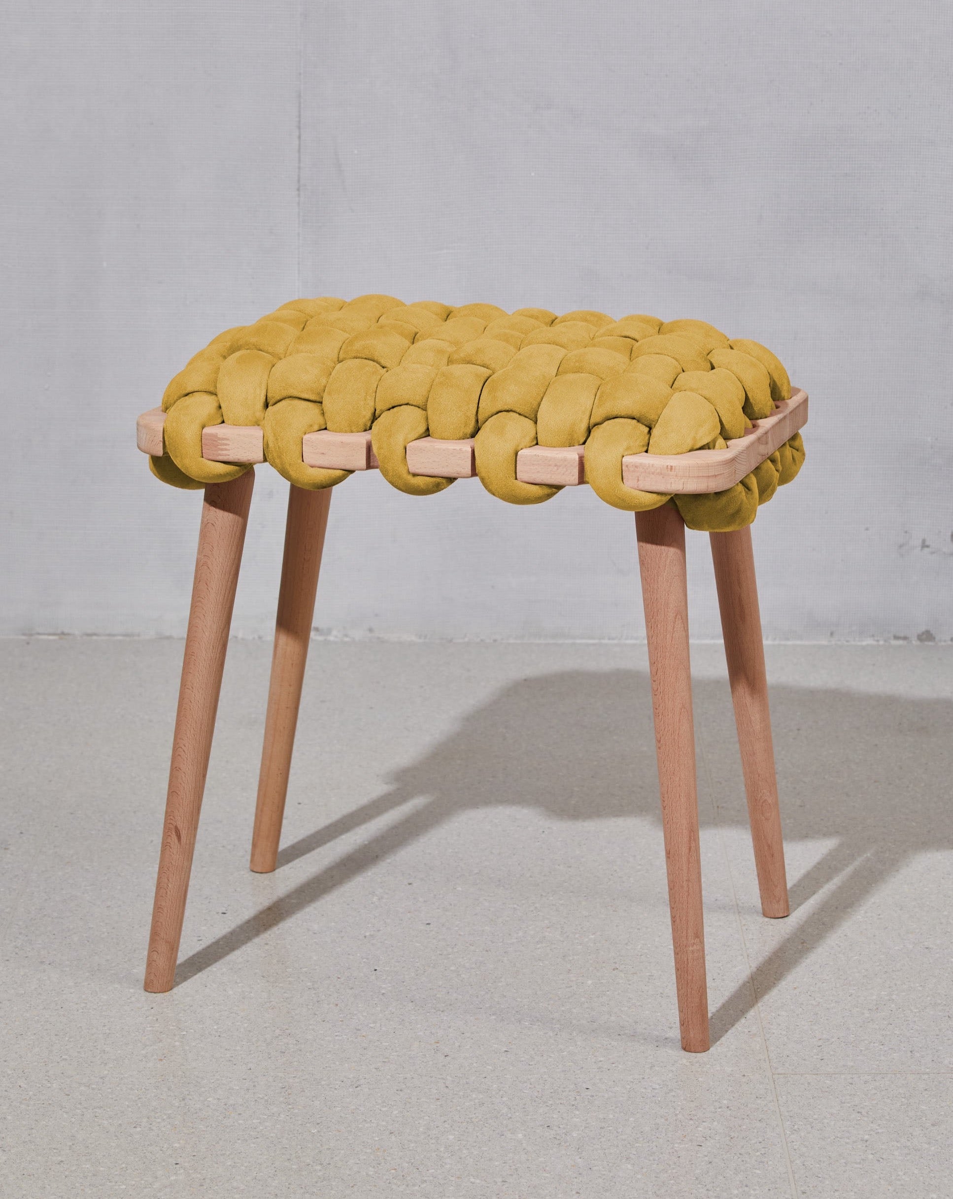 Desert Yellow Vegan Suede Woven Stool