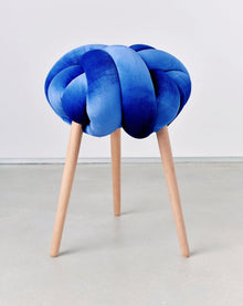 Royal Blue Velvet Knot Stool