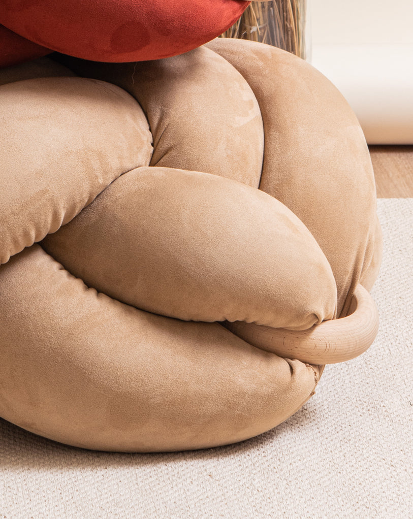 (M) Camel Vegan Suede Knot Floor Cushion