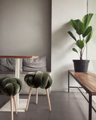 Olive Green Velvet Knot Stool