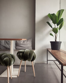 Olive Green Velvet Knot Stool