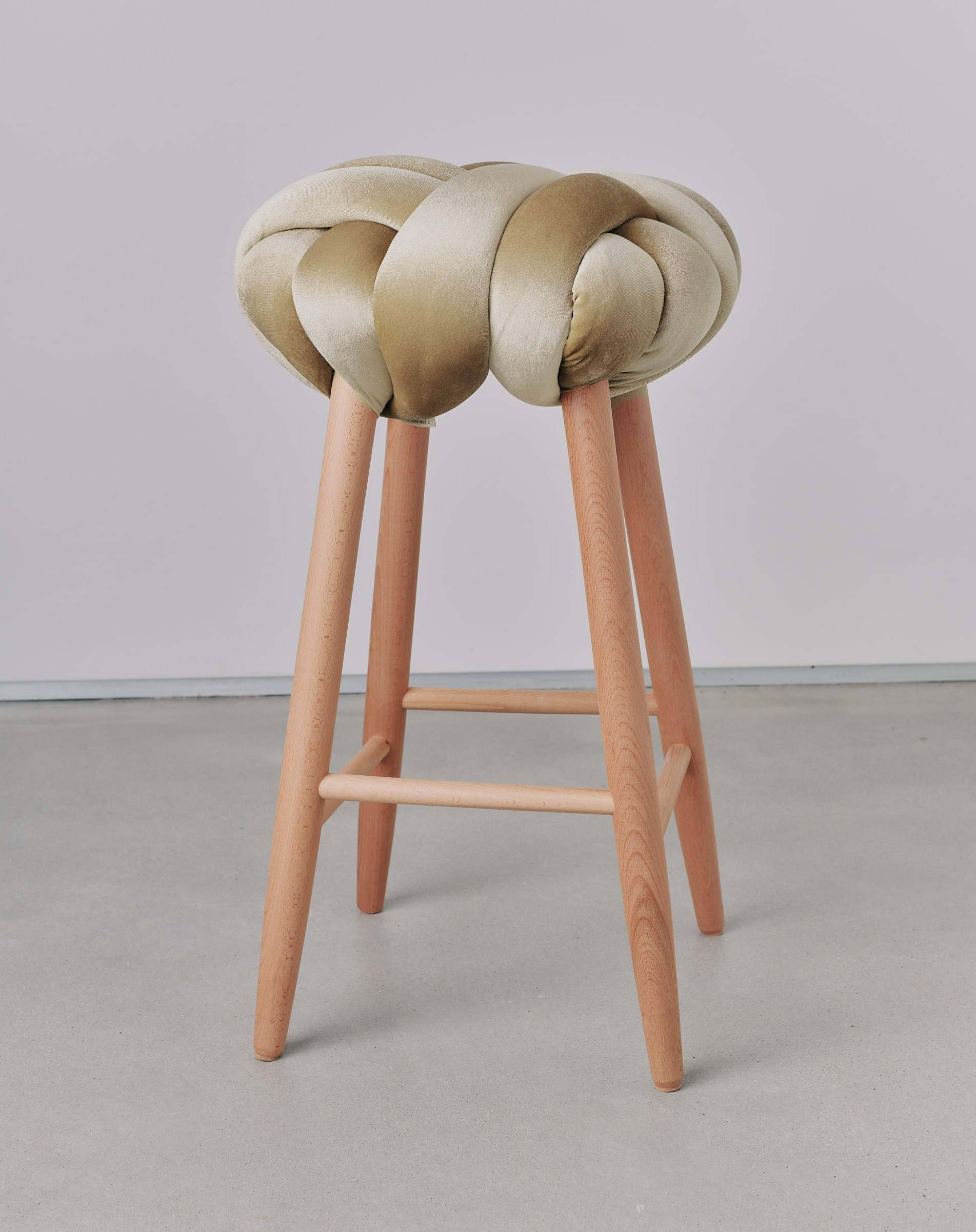 Champagne Velvet Knot Bar Stool