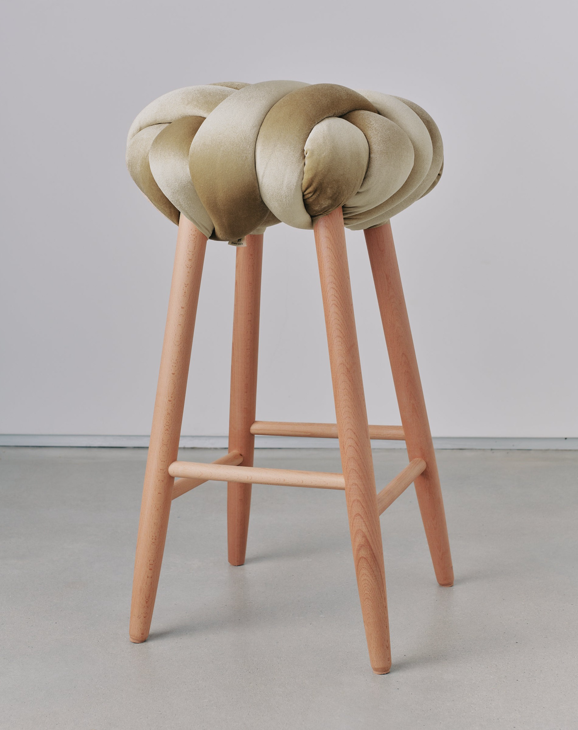 Champagne Velvet Knot Bar Stool