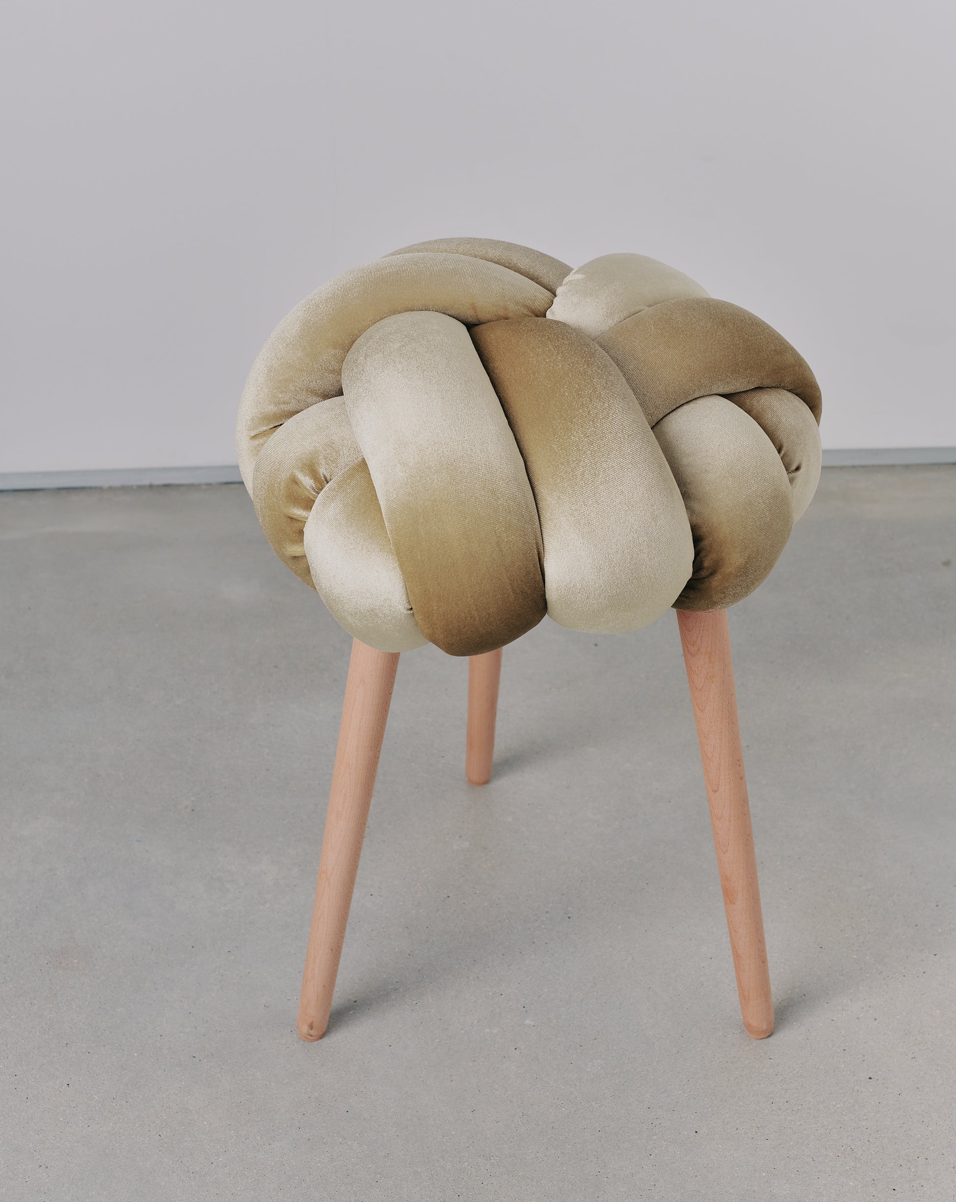 Champagne Velvet Knot Stool