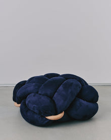 (M) Indigo Blue Vegan Suede Knot Floor Cushion