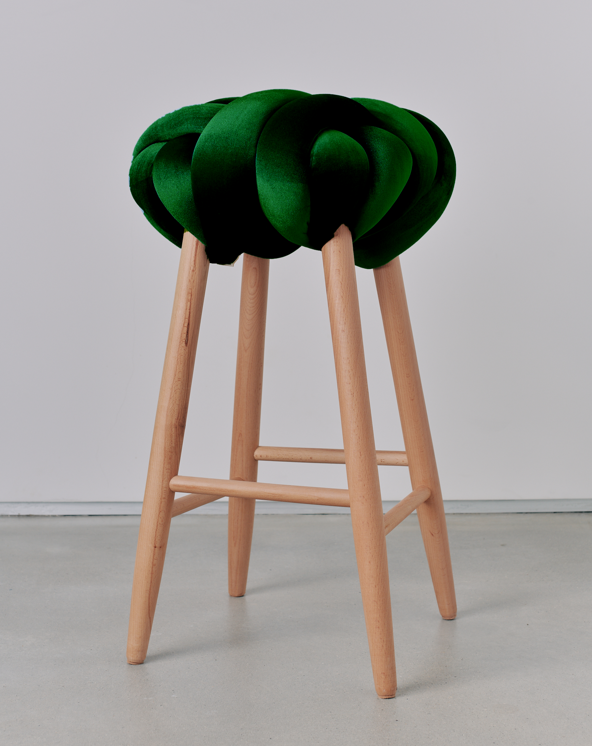 Emerald Green Velvet Knot Bar Stool