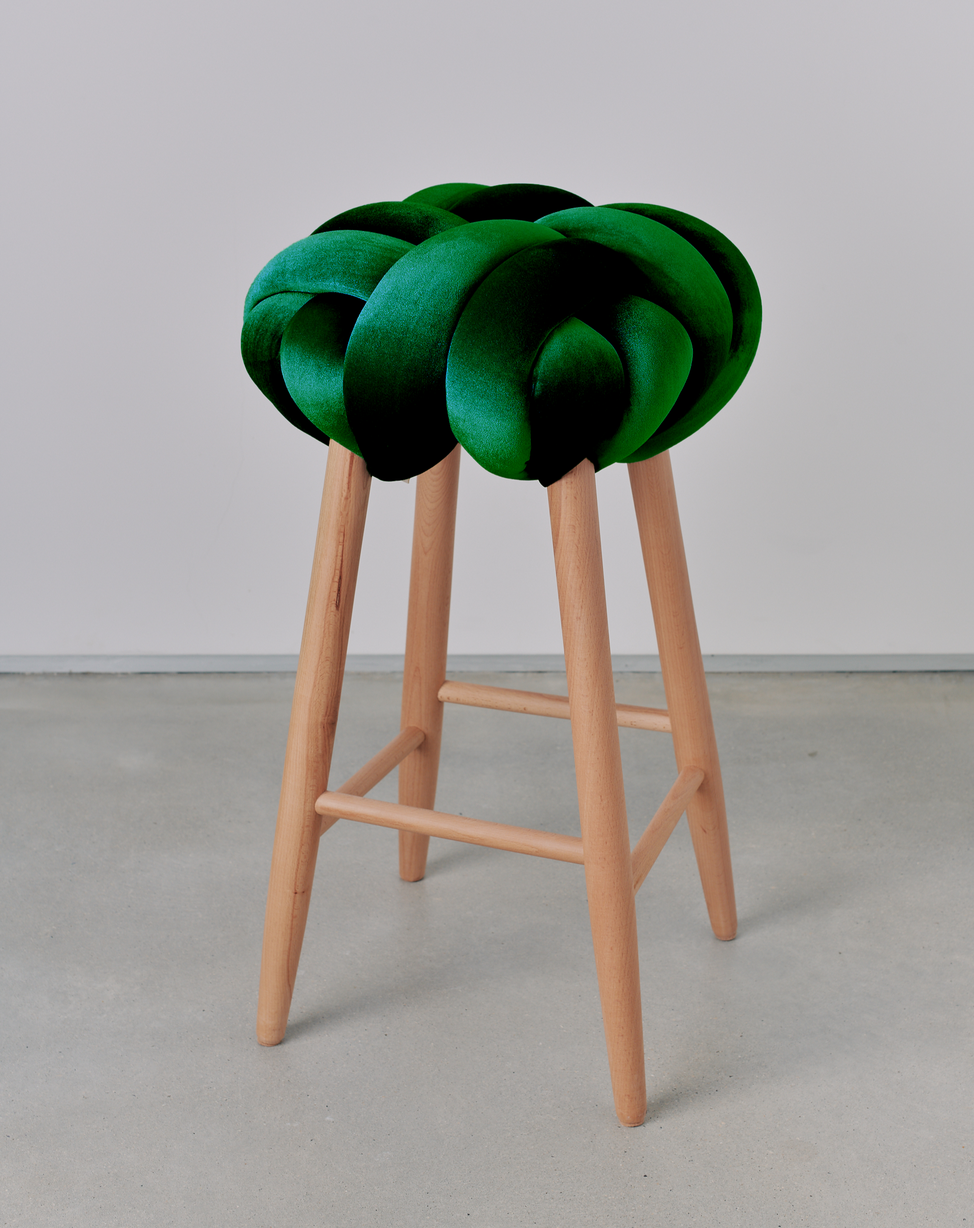 Emerald Green Velvet Knot Bar Stool