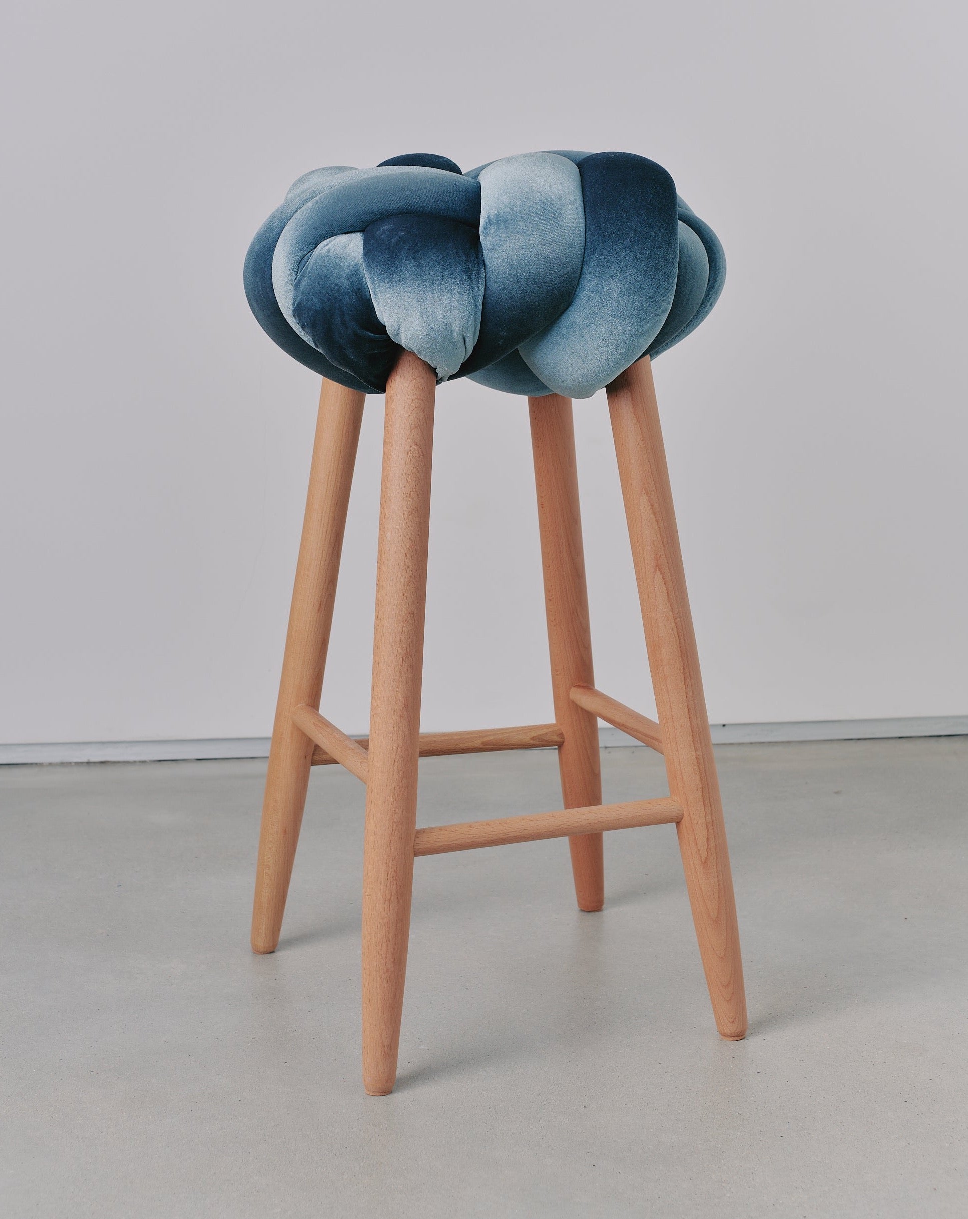 Sage Velvet Knot Bar Stool