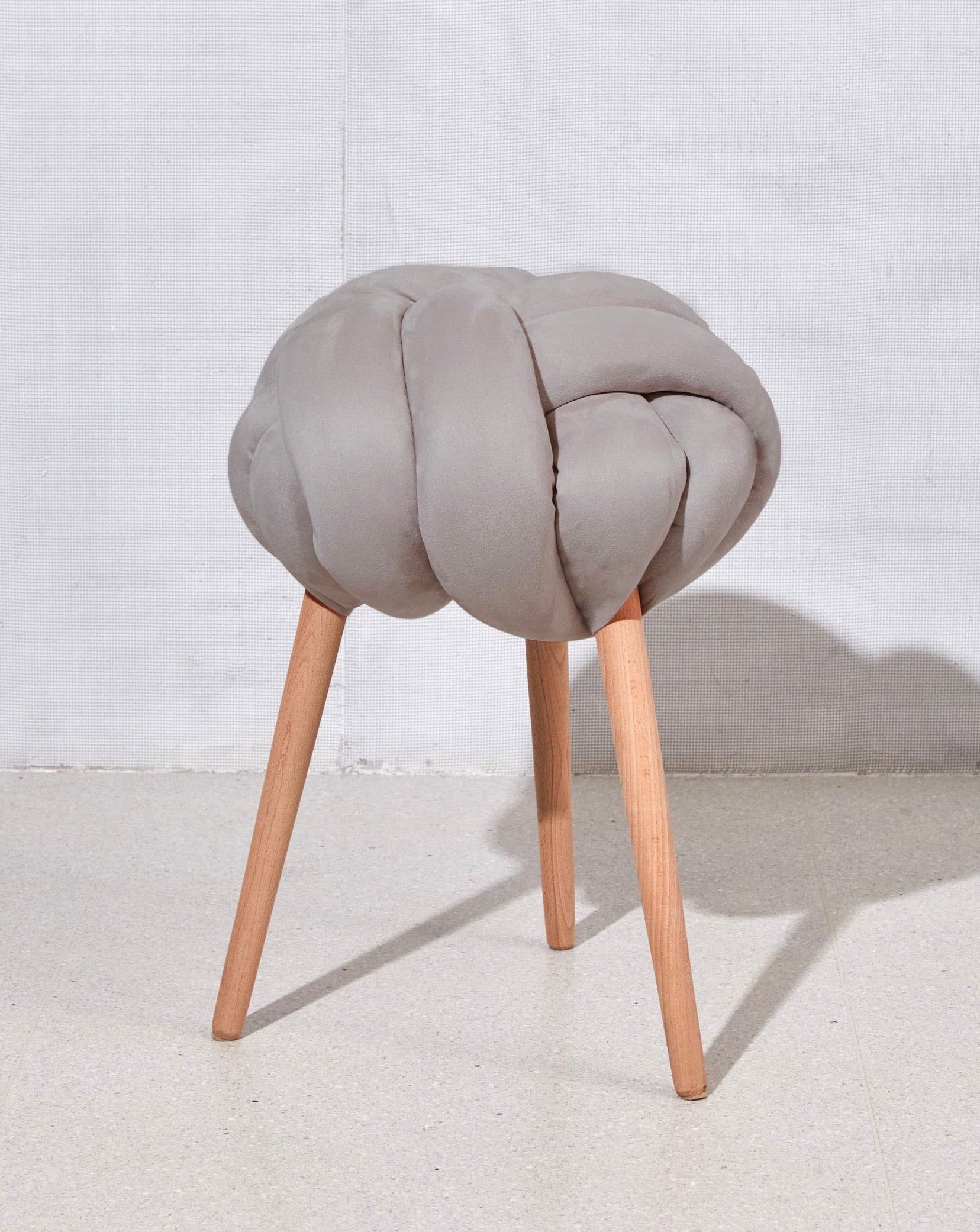 Arora Grey Vegan suede Knot Stool