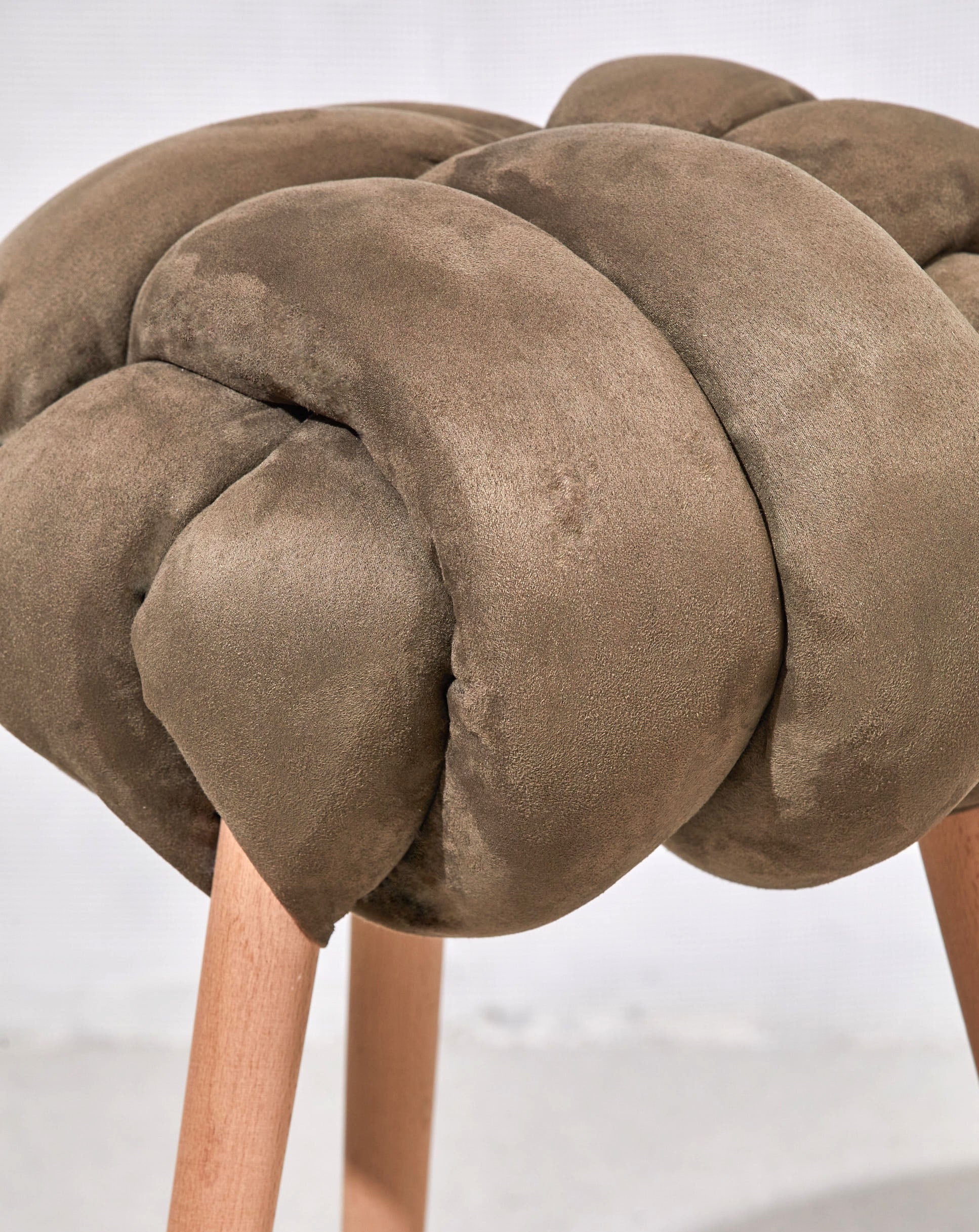 Army green Vegan suede Knot Stool- 25% OFF