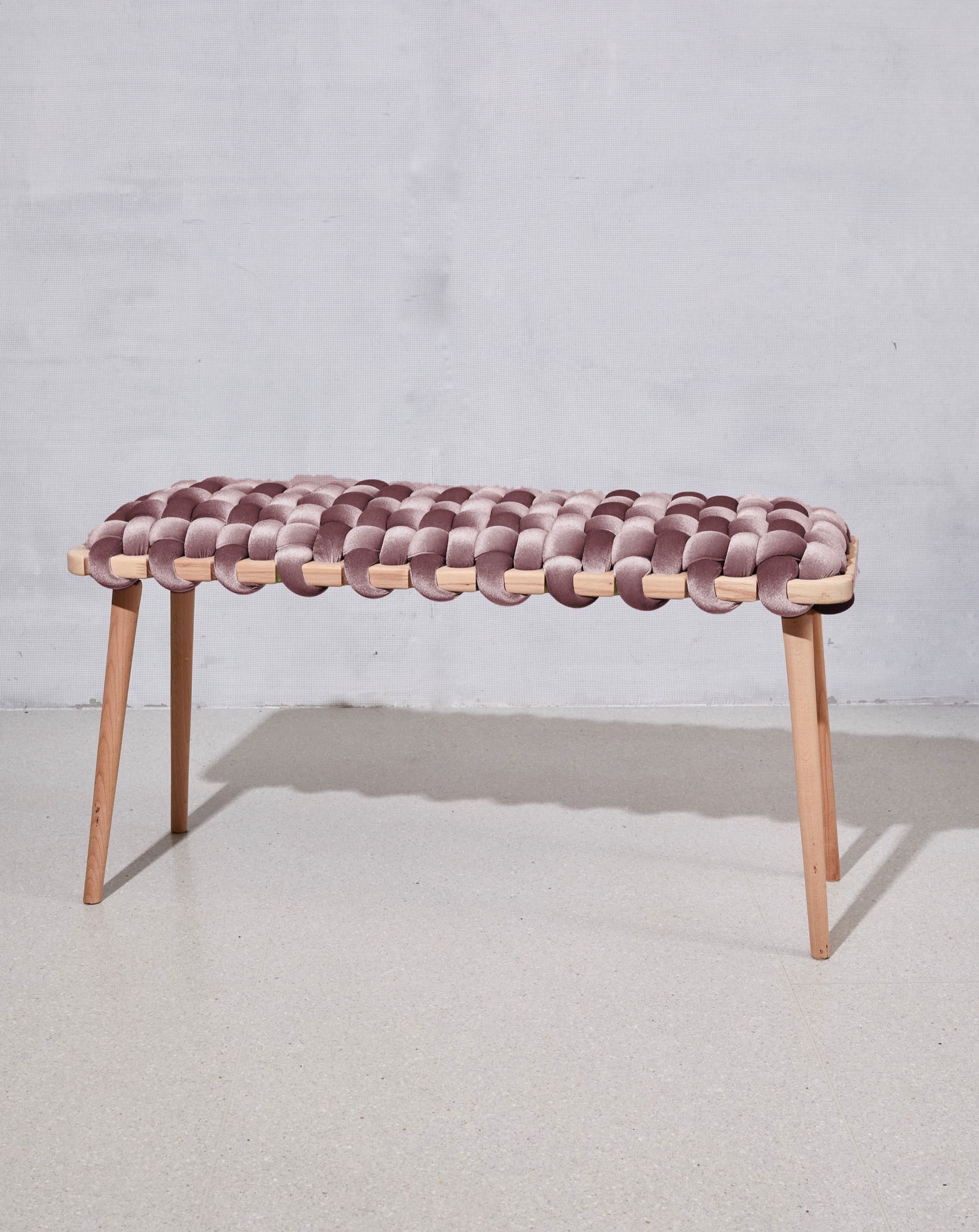 Plum Velvet Woven Bench